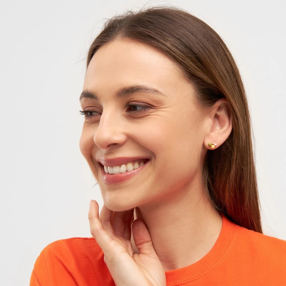 BouquetEarring1pcsGreen_Yellow_Goldplated__2