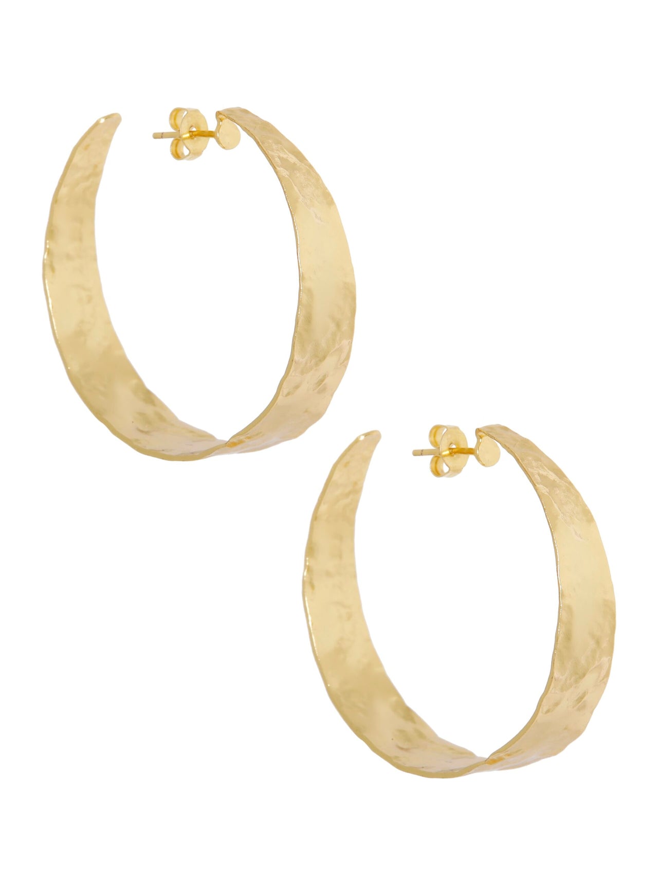 Brede Gehamerde Creolen (4cm) goud - LEEF mode en accessoires