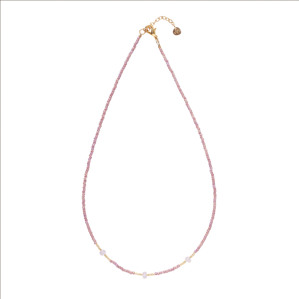 Brightly Rose Quartz Necklace GC Rose quartz - LEEF mode en accessoires
