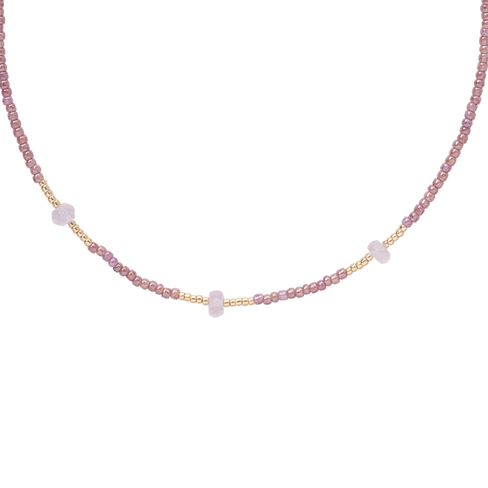 Brightly Rose Quartz Necklace GC Rose quartz - LEEF mode en accessoires