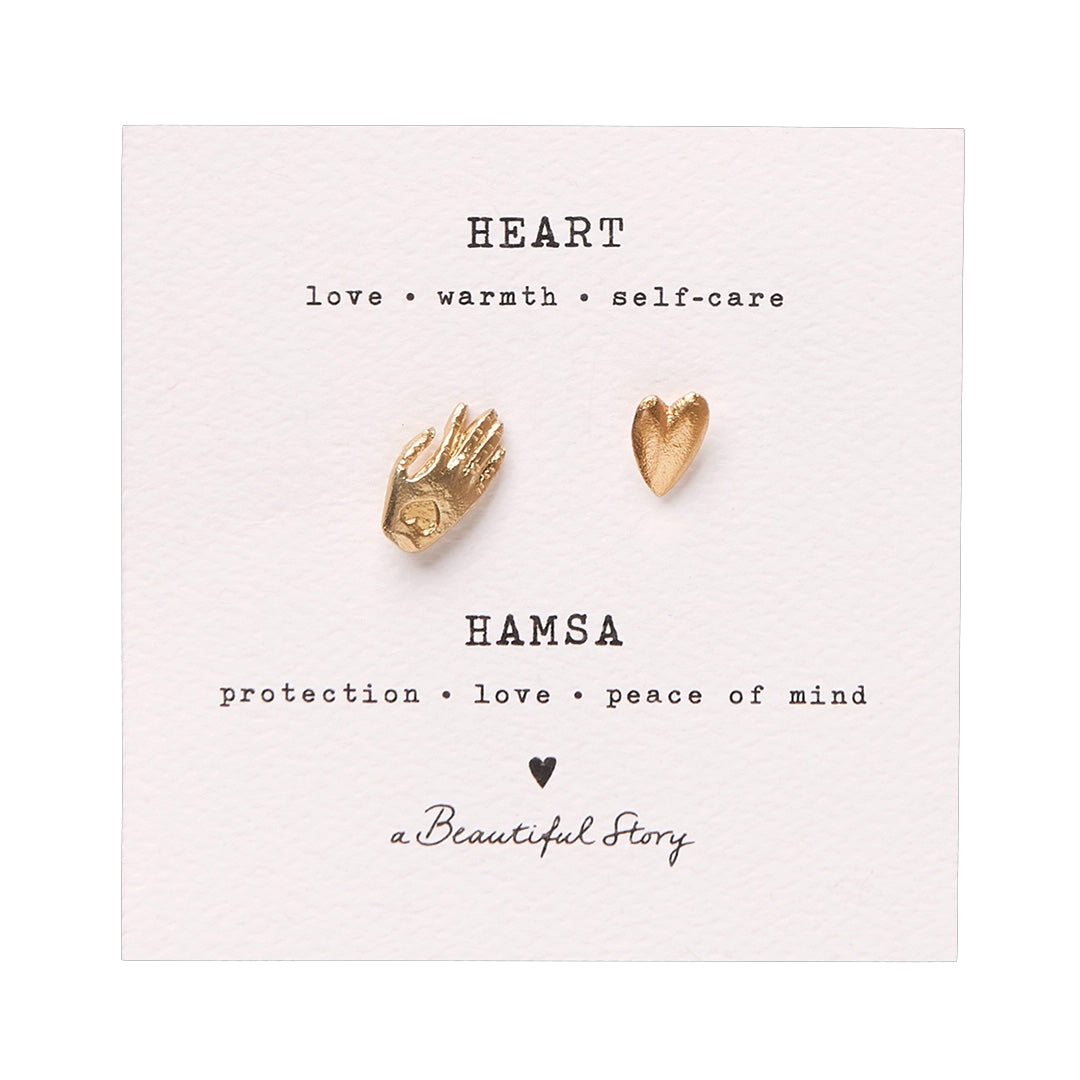Brooch Set Heart - Hamsa GP Gold - LEEF mode en accessoires