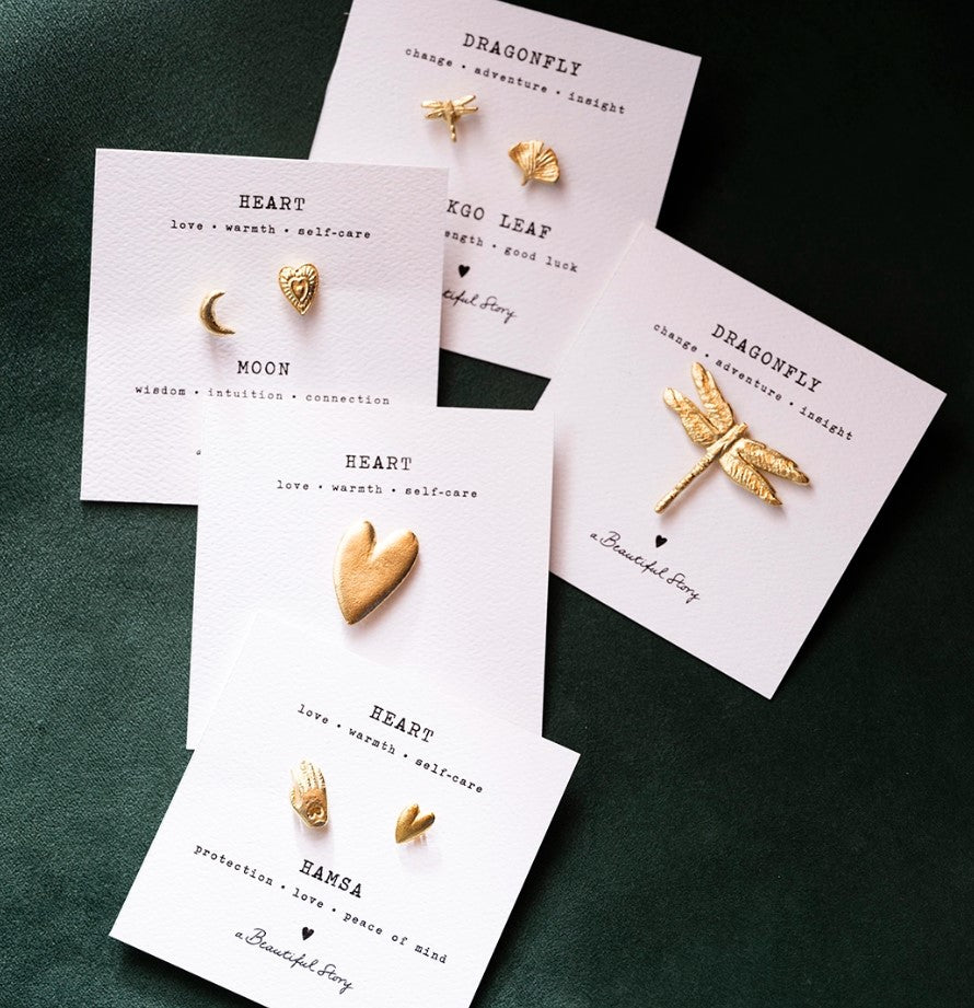 Brooch Set Heart - Hamsa GP Gold - LEEF mode en accessoires