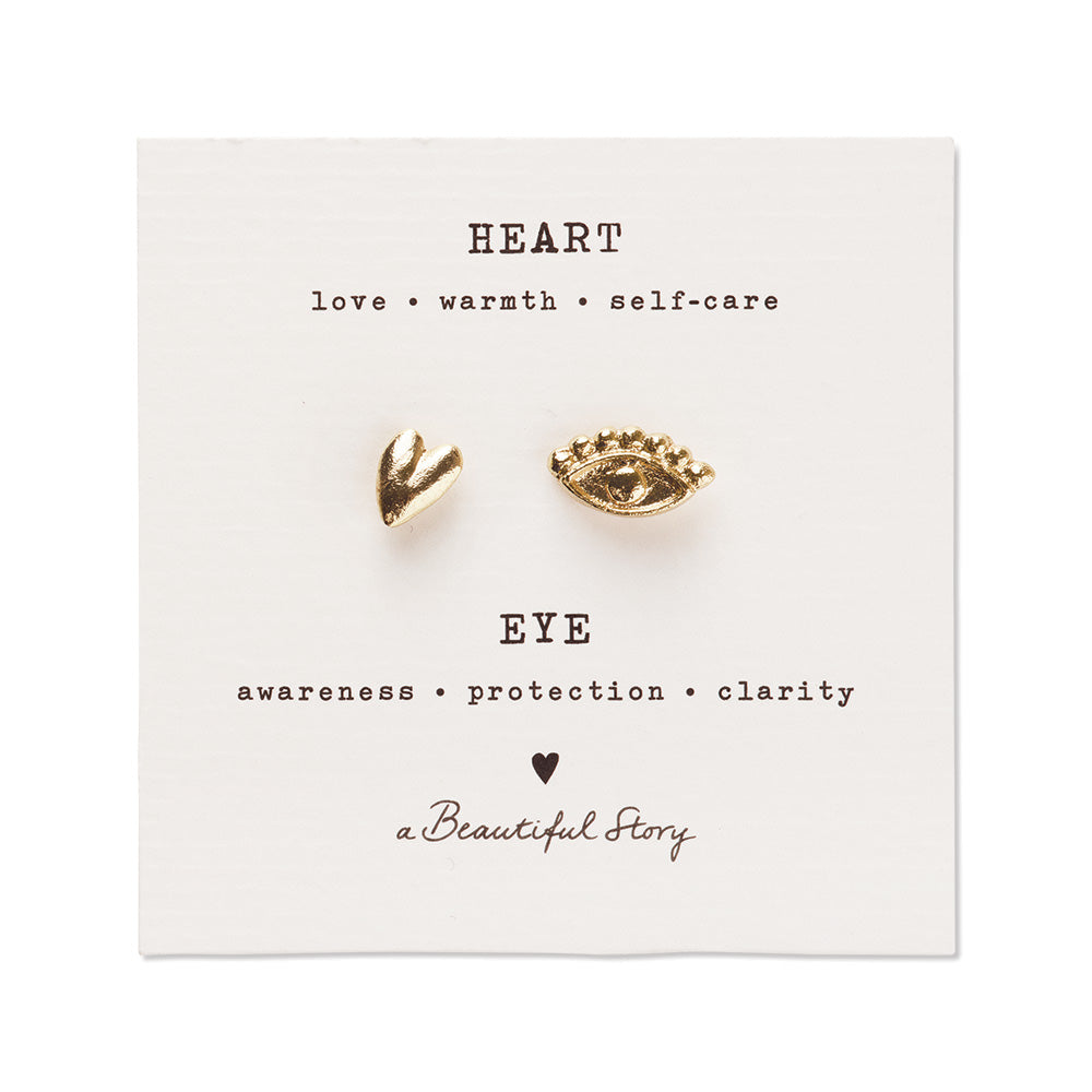 Brooche Set Heart-Eye GP Gold - LEEF mode en accessoires