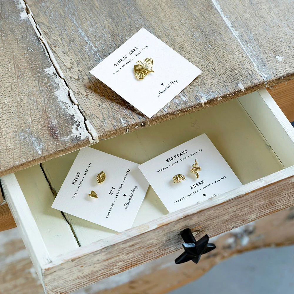 Brooche Set Heart-Eye GP Gold - LEEF mode en accessoires