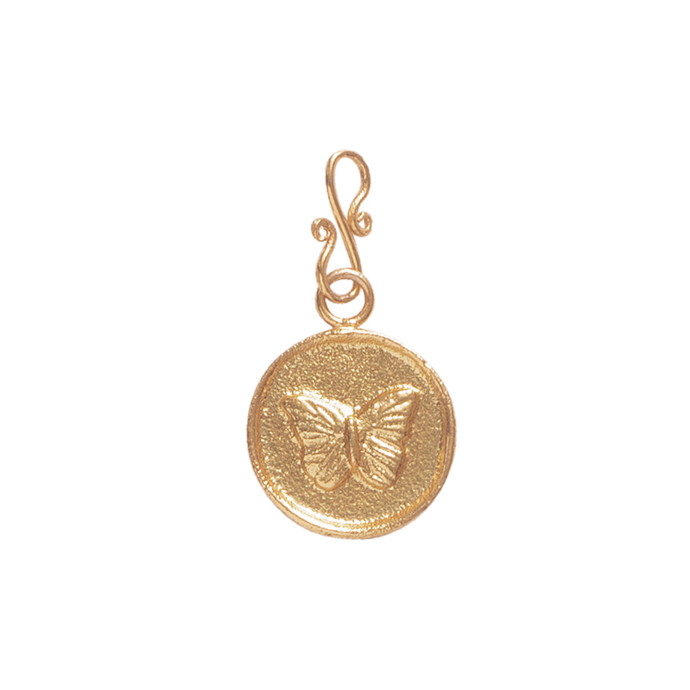 Butterfly Vintage Coin Charm GP Gold - LEEF mode en accessoires
