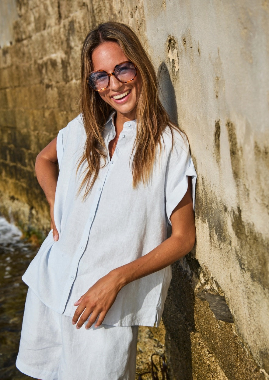 CHERYL BLOUSE 1861 Sky blue - LEEF mode en accessoires