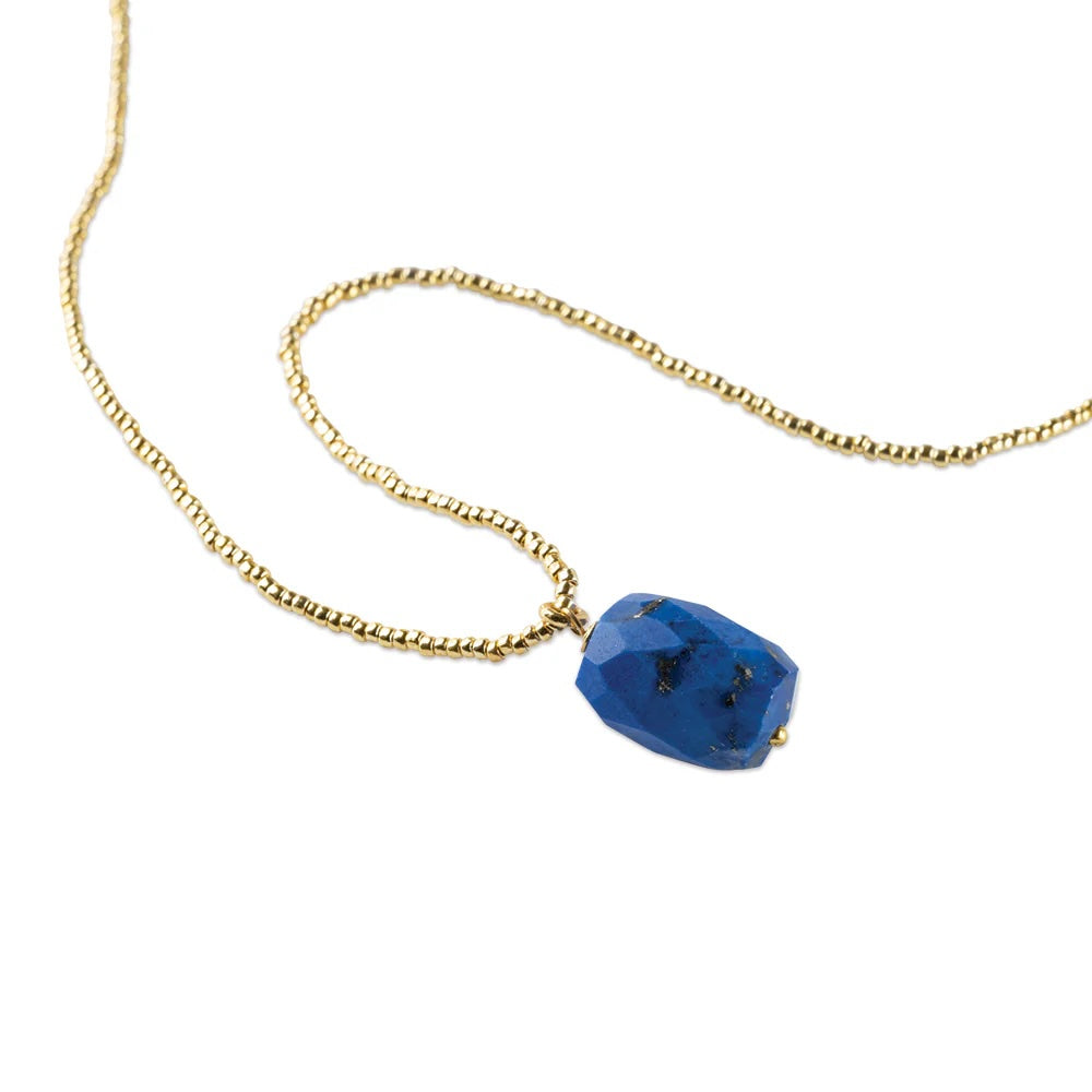Calm Lapis Lazuli Gold Colored Necklace Lapis Lazuli - LEEF mode en accessoires