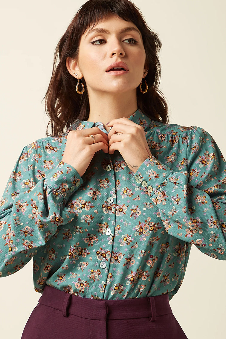 Carina Blouse Revel 357 Silver Green - LEEF mode en accessoires