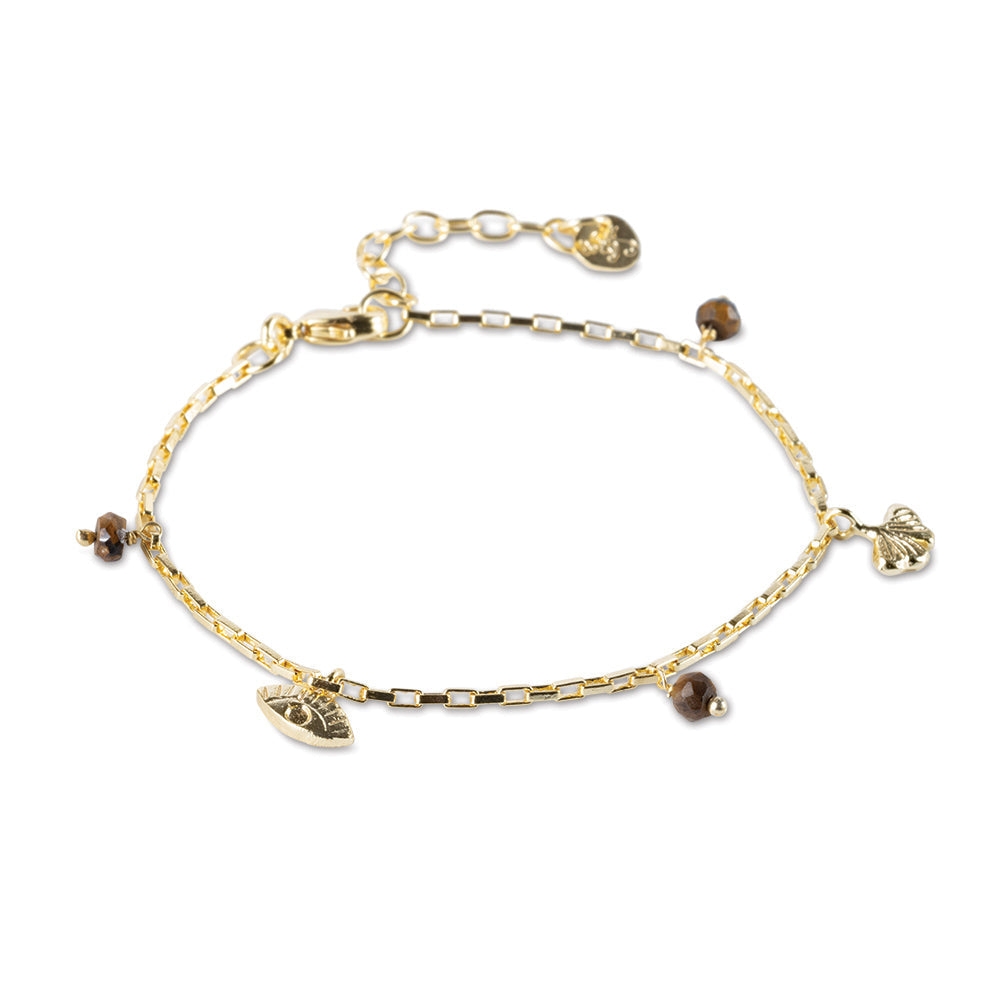 Charmed Tiger Eye Bracelet Gold Plated Tiger eye