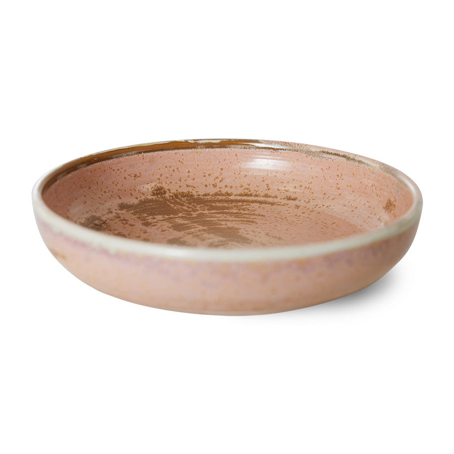 Diepe pink keramische bord van HKliving Chef Ceramics in rustieke stijl, geschikt voor serveren en decoratie.