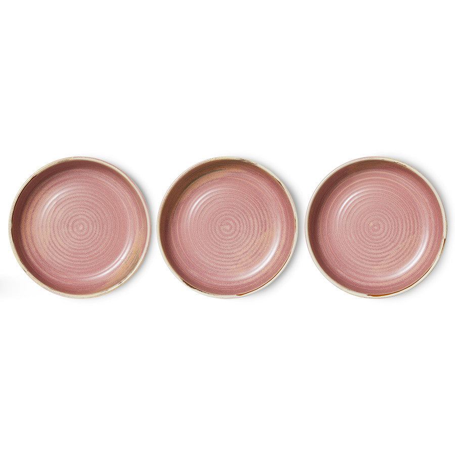 Diepe keramische schaal van HKliving in rustiek roze, perfect voor serveer- en eetgerei, met een elegante, keramische afwerking.
