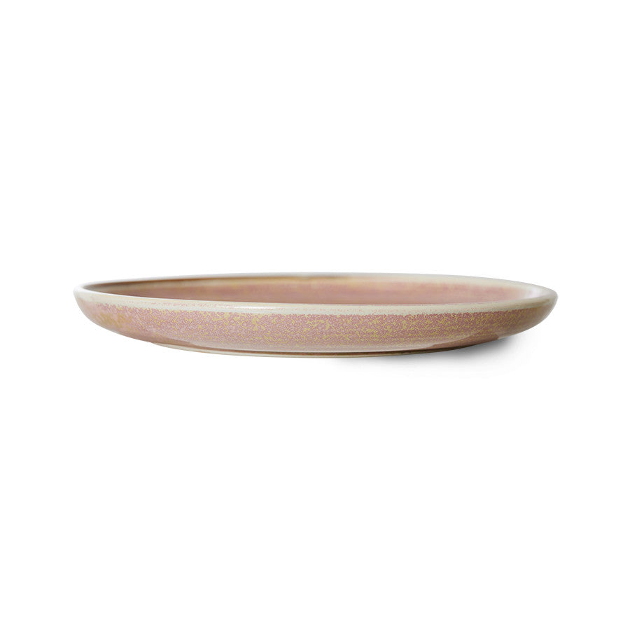 Roze rustieke side plate van HKliving Chef Ceramics met aardse uitstraling en handgemaakte uitstraling.