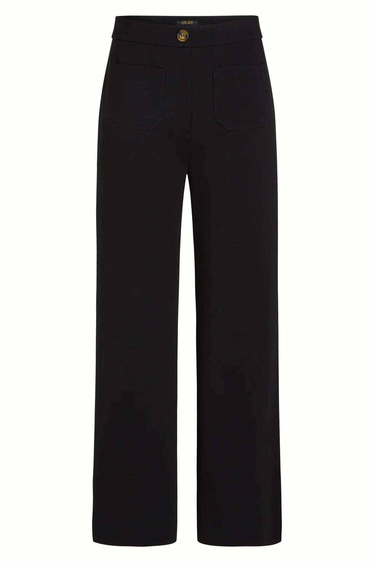 Zwarte Cinzia Pocket Pants van King Louie in uni Rodeo stijl, zichtbaar op de afbeelding.