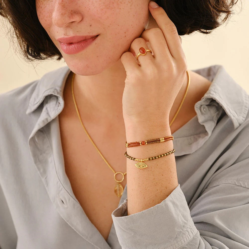 Compassionate Carnelian Bracelet Gold Colored Carnelian