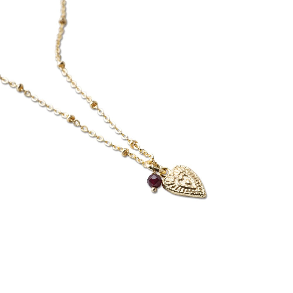 Convinced Garnet Necklace Gold Plated Garnet - LEEF mode en accessoires