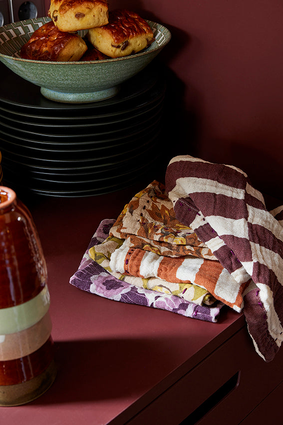 Cotton Napkins Striped 30x30 per 2 Striped Tangerine - LEEF mode en accessoires