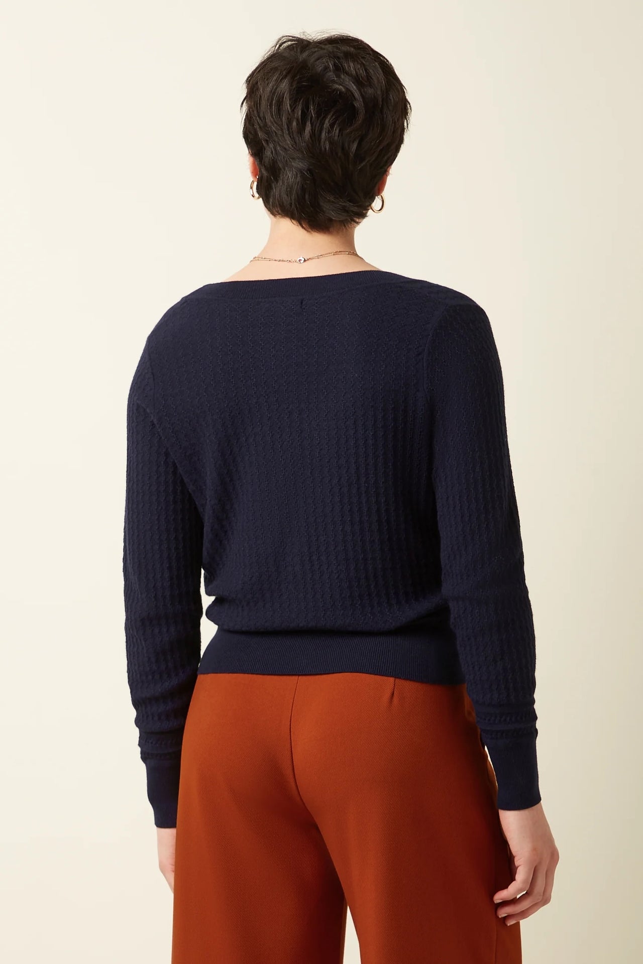Deep v Cardi Cedar Blue