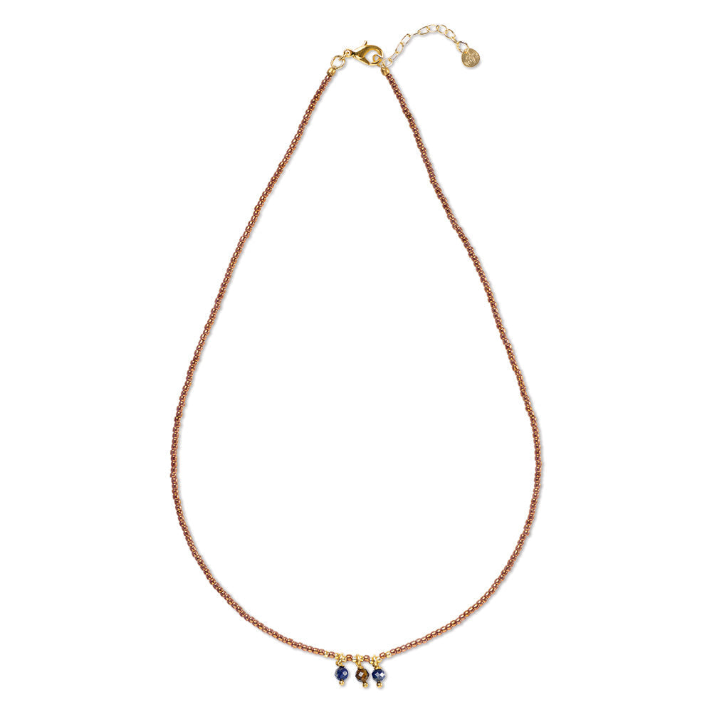 Empathy Tiger Eye Lapis Lazuli Necklace Gold Colored Tiger eye - LEEF mode en accessoires