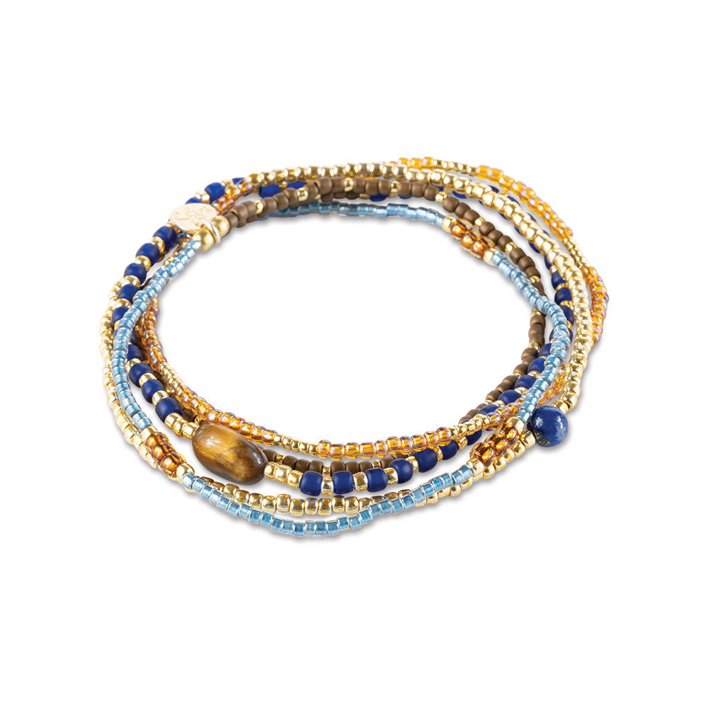 Experience Lapis Lazuli Tiger Eye Bracelet Gold Colored Lapis Lazuli