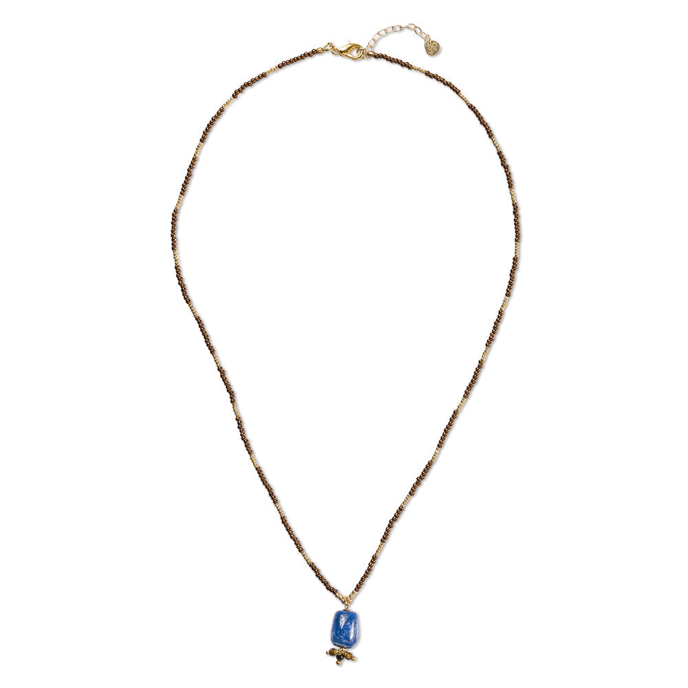 Fabulous Lapis Lazili Tiger Eye Necklace Gold Colored Lapis Lazuli - LEEF mode en accessoires