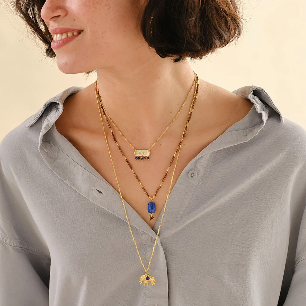 Fabulous Lapis Lazili Tiger Eye Necklace Gold Colored Lapis Lazuli - LEEF mode en accessoires