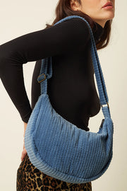 Lila katoenen tas van King Louie Fanny Large Bag Corduroy 428, grote dames schoudertas met stevige riem en opvallende kleur