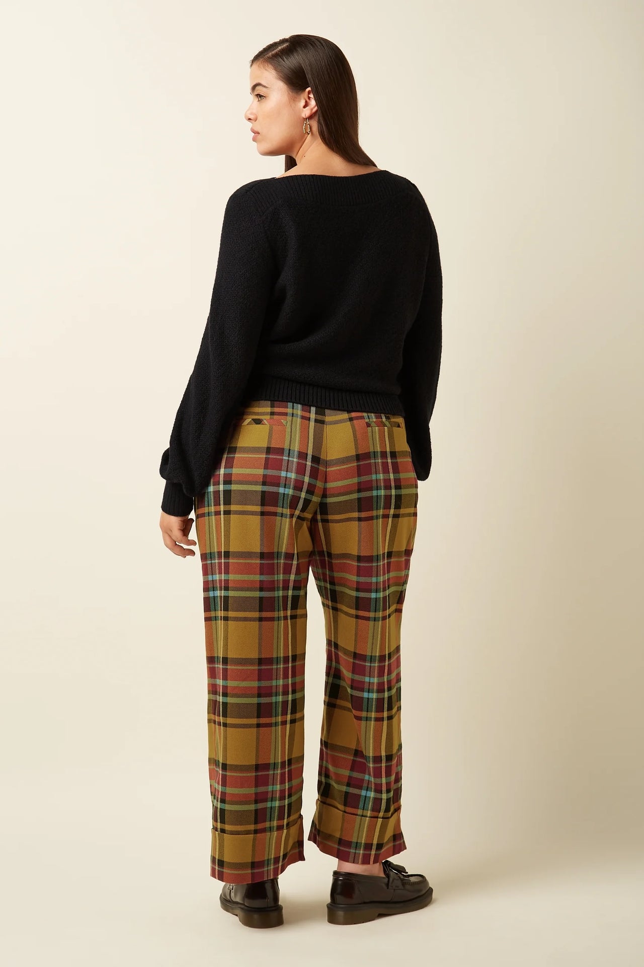 Federica Cuff Pants Caroll Check 551 Golden Brown