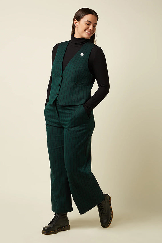 Groene Federica Dale Chevron broek van King Louie met print en comfortabele pasvorm, geschikt voor casual en stijlvolle outfits.
