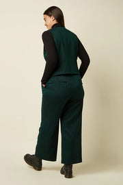Groene Federica Dale Chevron broek van King Louie, katoenen damesbroek met chevron patroon en comfortabele pasvorm.