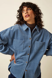 Lavendel Fee Pocket blouse van King Louie met katoenen Birch Cord-stof en borstzak, casual en stijlvol voor dagelijks gebruik.