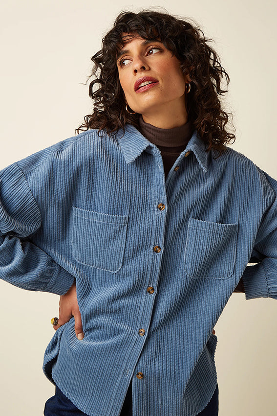Lavendel Fee Pocket blouse van King Louie met katoenen Birch Cord-stof en borstzak, casual en stijlvol voor dagelijks gebruik.
