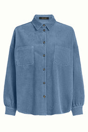 Lila Fee Pocket Blouse van King Louie met borstzak en Birch Cord stof, casual damesblouse met knoopsluiting.