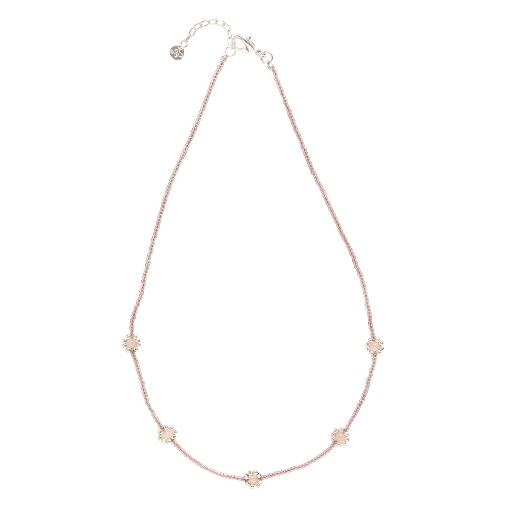 Flourish Rose Quartz Necklace SC Rose quartz - LEEF mode en accessoires