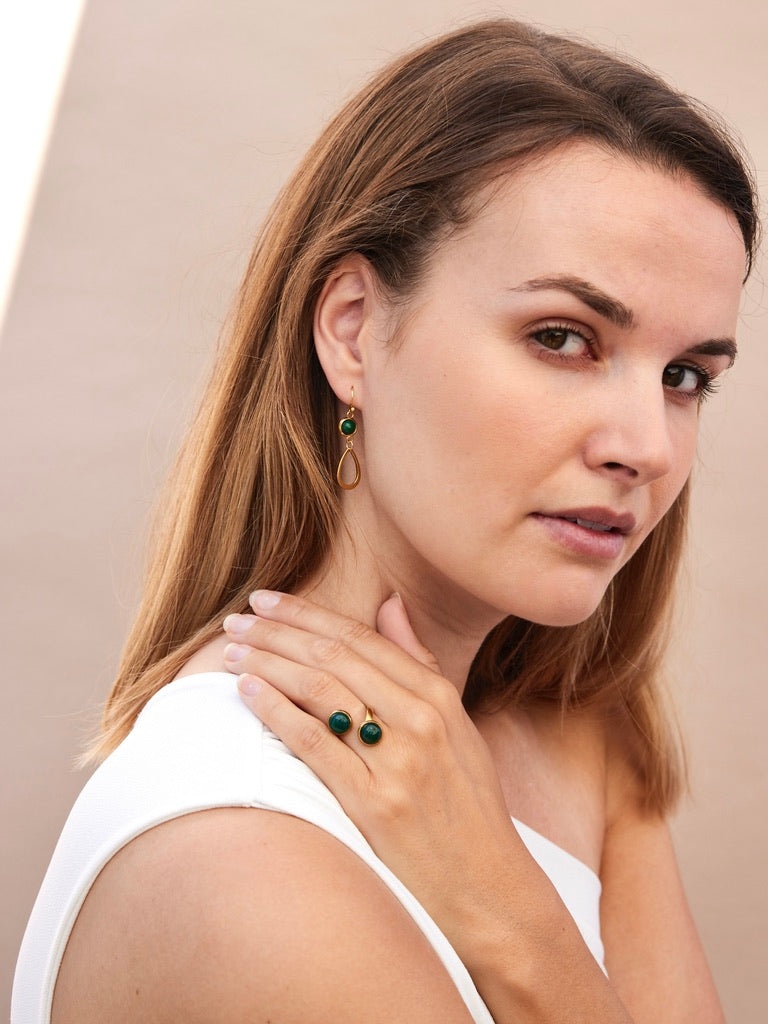 GEMSTONE OORBELLEN MET OPEN PEGEL (4CM) / AUTUMN COLOURS blauw - LEEF mode en accessoires