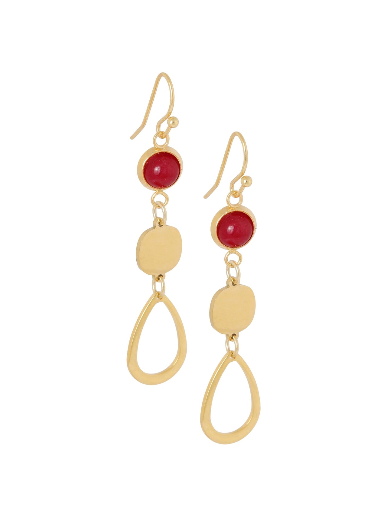 GEMSTONE OORBELLEN MET OPEN PEGEL (4CM) / MORE COL Rood - LEEF mode en accessoires