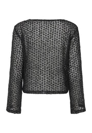 Zwarte Sisterpoint GLIA-LS leren schoen met dunne zool en stijlvolle uitstraling, zichtbaar in de afbeelding.
