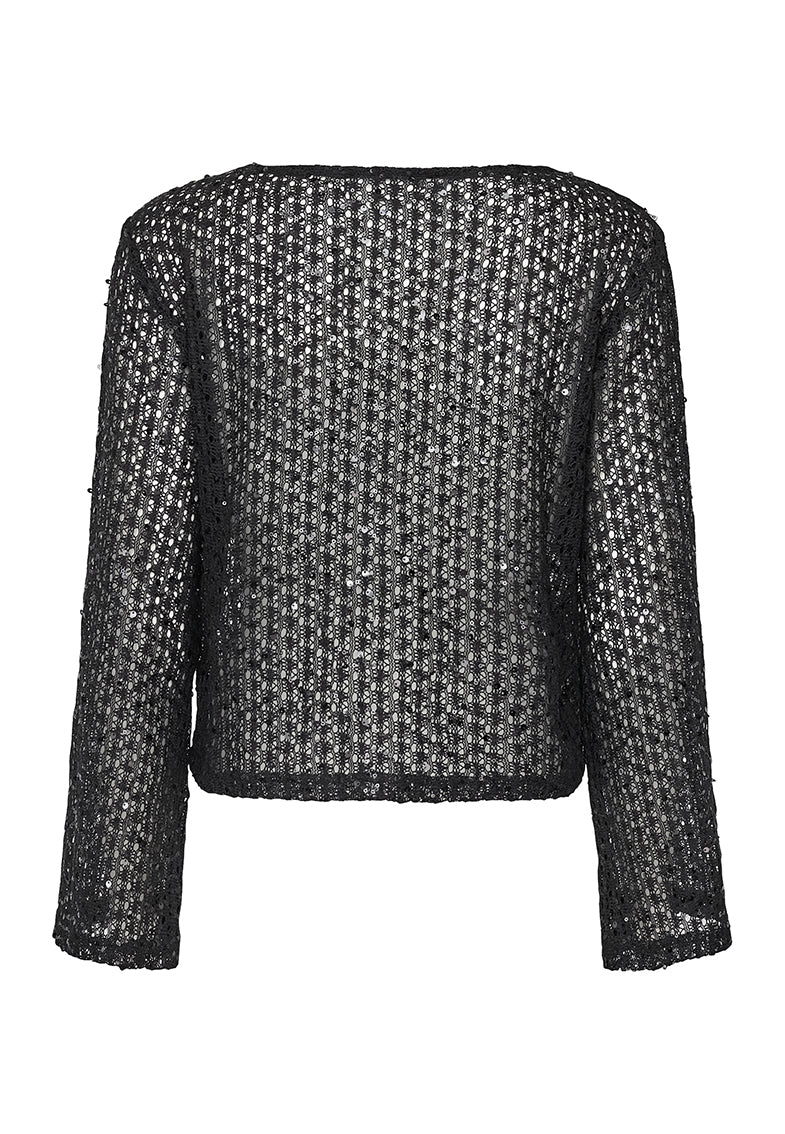 Zwarte Sisterpoint GLIA-LS leren schoen met dunne zool en stijlvolle uitstraling, zichtbaar in de afbeelding.