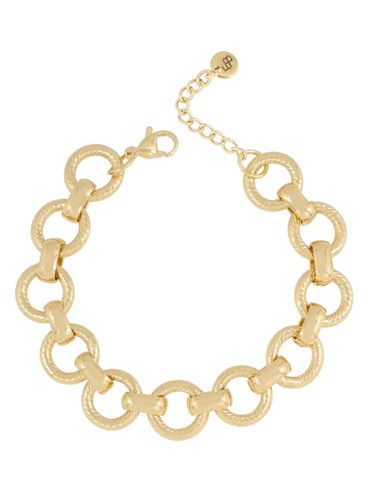 GROVE RONDE SCHAKELARMBAND MET TEXTUUR goud