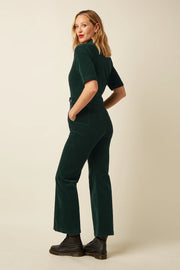 Groene katoenen jumpsuit van King Louie in corduroy met rechte pasvorm en knoopsluiting, comfortabel en stijlvol voor dames.