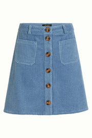 Lila Garbo rok van King Louie met birch cord stof, getoond in een zijaanzicht met strakke pasvorm en casual stijl.