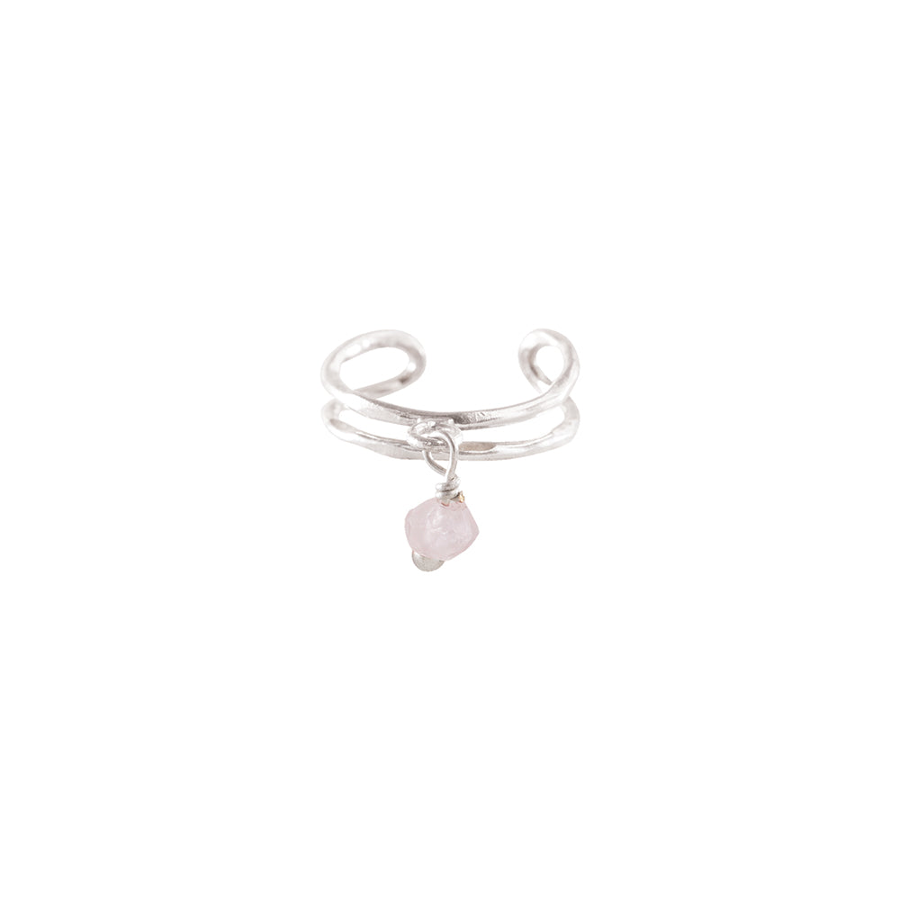 Gemstone Ear Cuff Rose Quartz SP Rose quartz - LEEF mode en accessoires