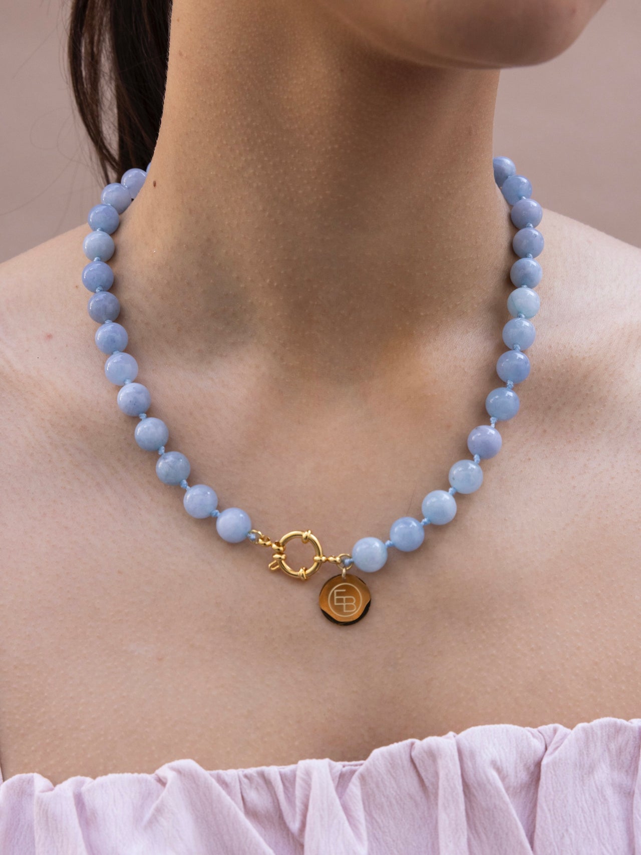 Gemstone ketting licht blauw