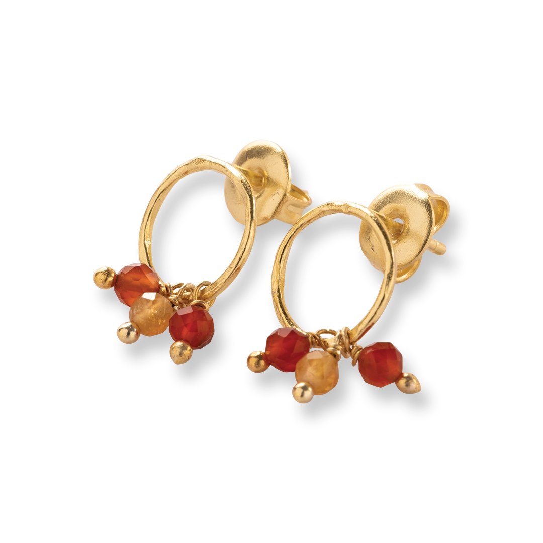 Genuine Carnelian Citrine Earrings GP Carnelian