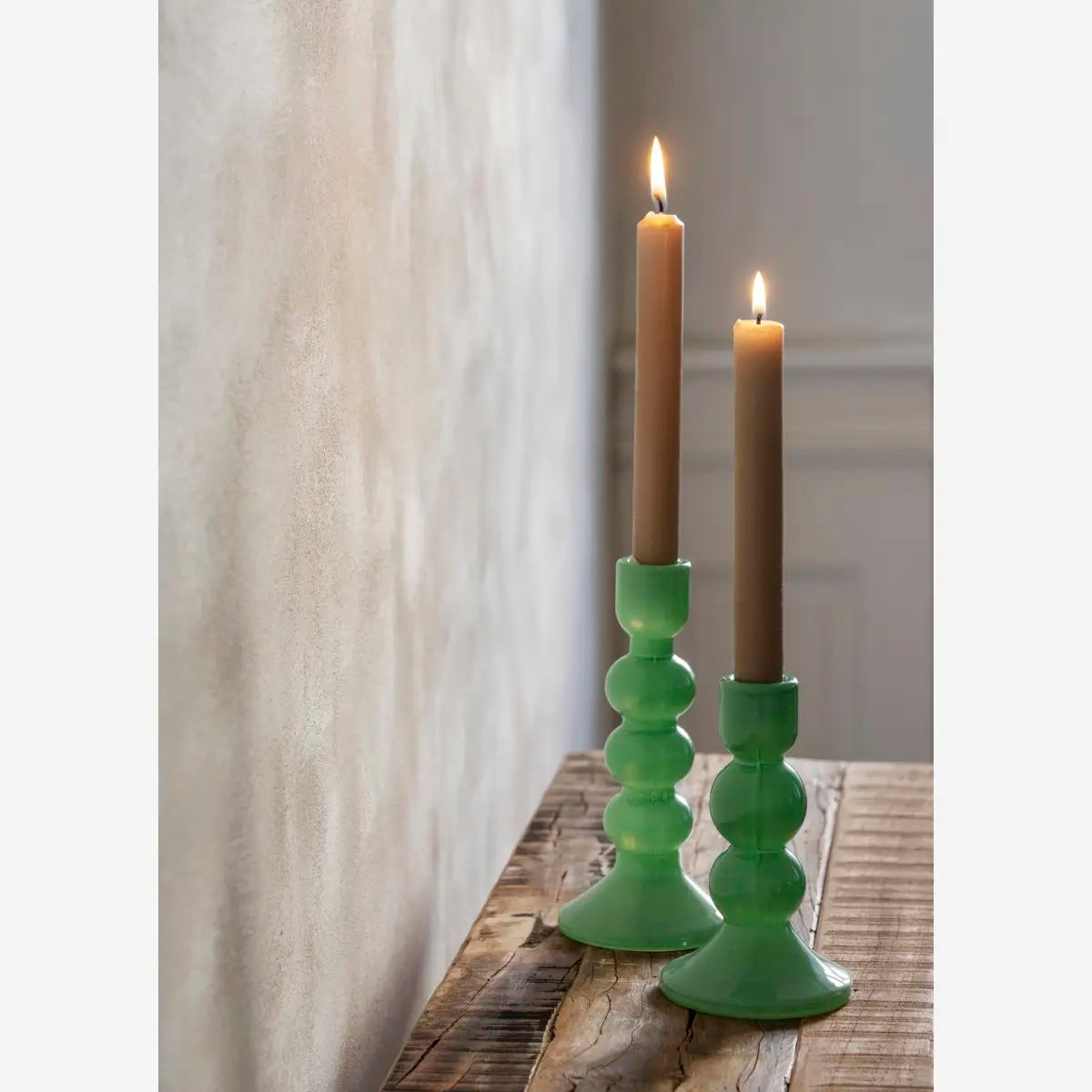 Glass Candle Holder H14.50cm Green - LEEF mode en accessoires