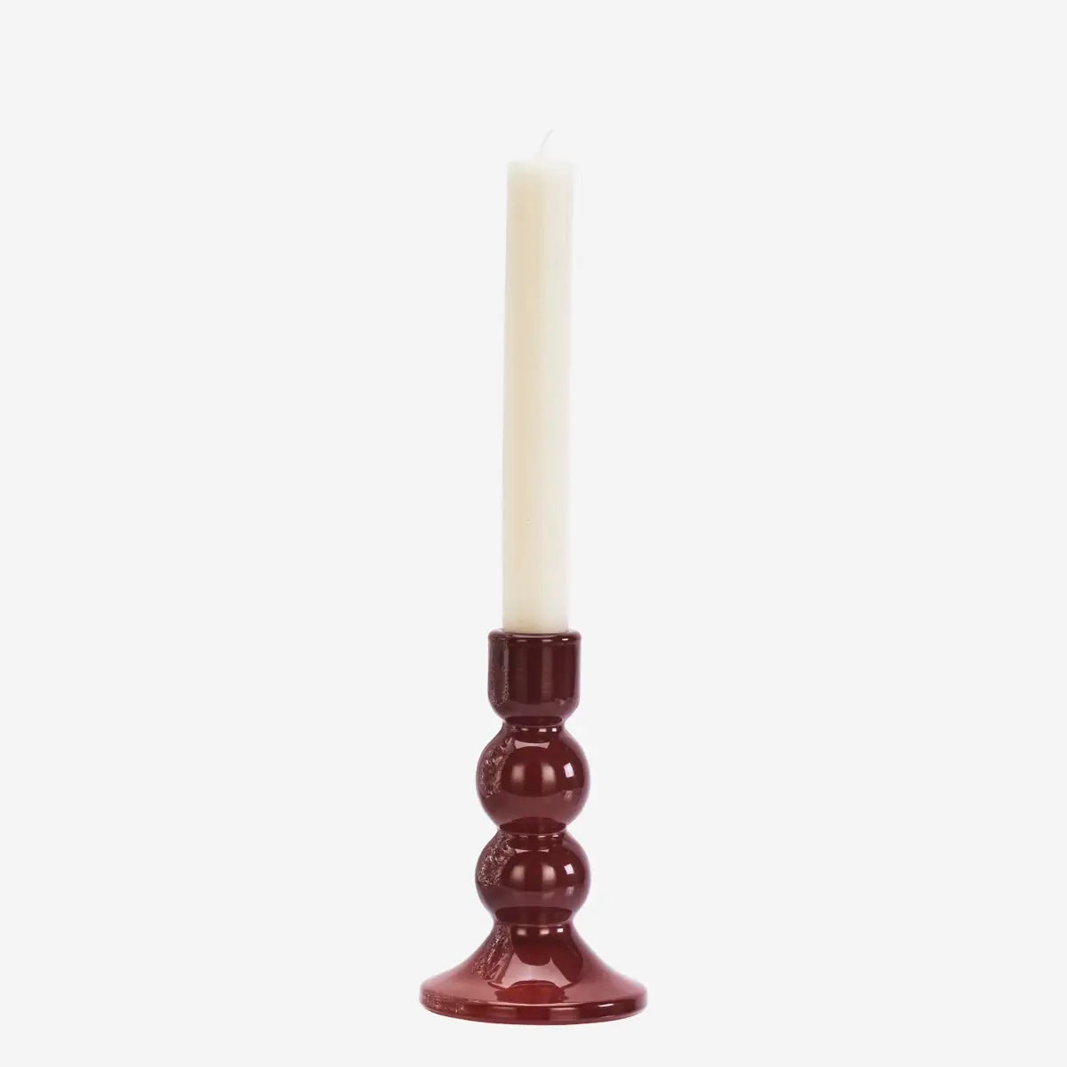 Glass Candle Holder H14.50cm Maroon - LEEF mode en accessoires