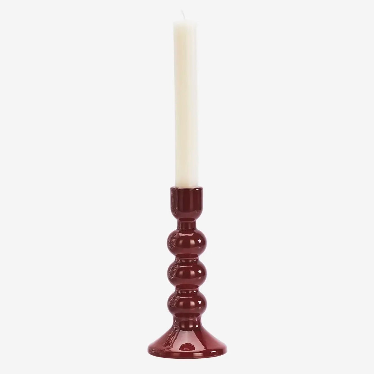 Glass Candle Holder H:18cm Maroon - LEEF mode en accessoires