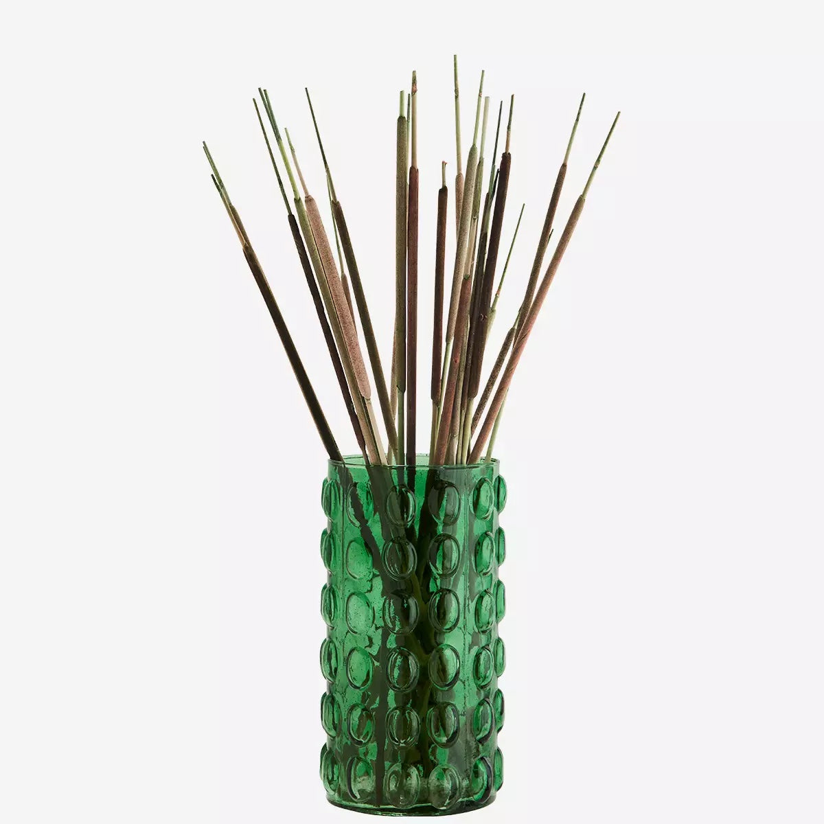 Glass Vase W/ Bubbles D:12x24cm Green - LEEF mode en accessoires