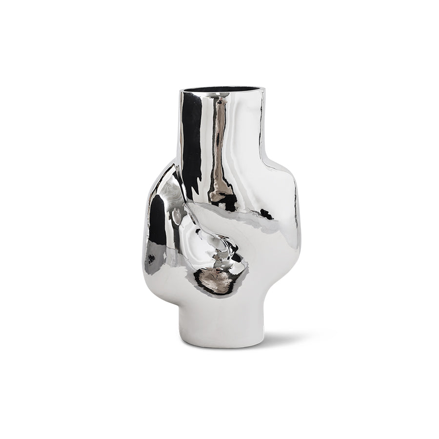 Gleam Glass High Vase Chrome - LEEF mode en accessoires