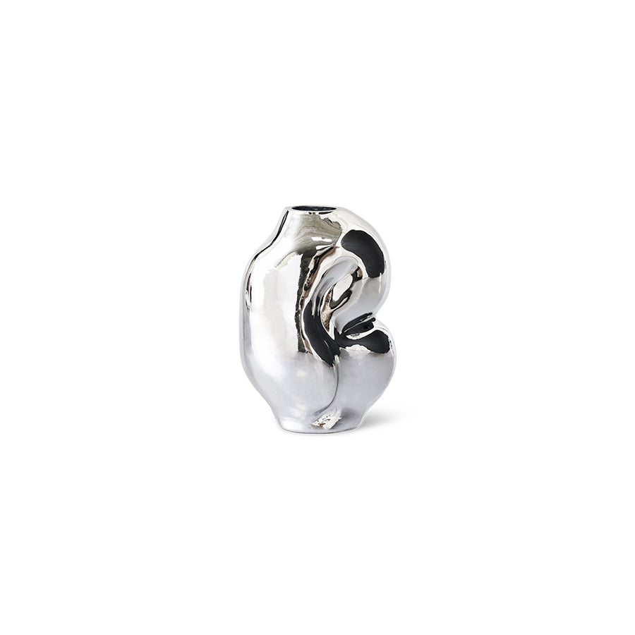 Gleam Glass Small Vase Chrome - LEEF mode en accessoires
