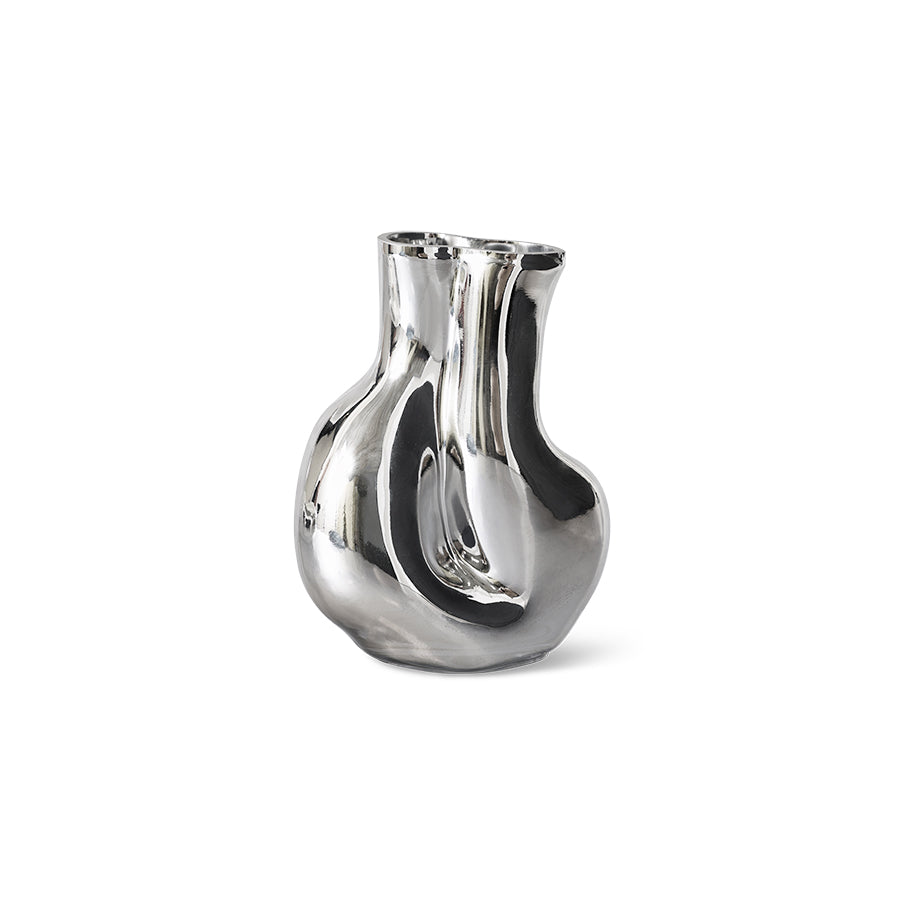 Gleam Glass Vase Chrome - LEEF mode en accessoires